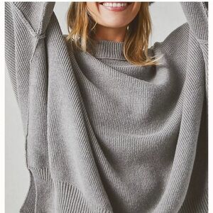 BEST  Free People Easy Street Tunic Knit Sweater Grey Heather Grey